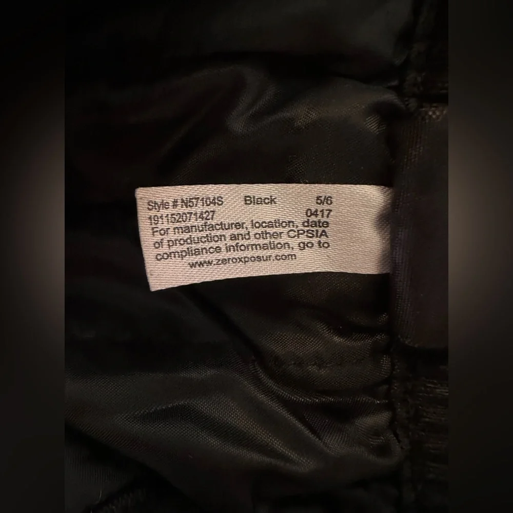 KIDS ZeroXposur Black Winter Snow Pants - SIZE 5 / 6